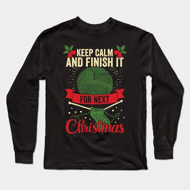 Funny Knitting Lover Christmas Knitter Gift Long Sleeve T-Shirt by Dolde08